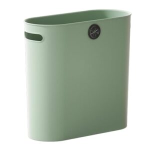 laigoo plastic wastebasket trash can slim garbage can with round hole of bin bag, trash bins container for bathroom kitchen office bedroom, 2.3 gallon/9l, green