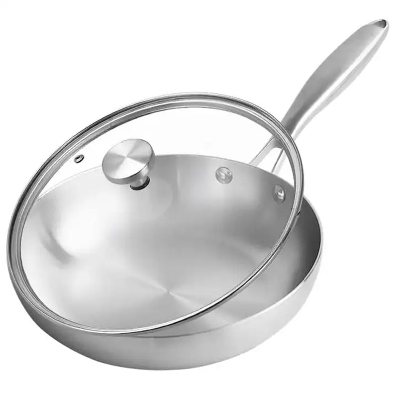 Vegoran Triply Professional Grade Fry Pan,Stainless Steel Skillet Frying Pan, Saute Pan with Lid (10" frying pan w/lid)