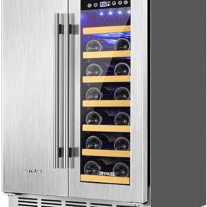 ORYMUSE Wine and Beverage Refrigerator, 24 Inch Stainless Steels Beverage Fridge Dual Zone, Wine Beverage Cooler Built-in or Freestanding with Upgraded Cooling, 20 Bottles and 88 Cans Large Capacity