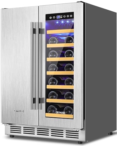 ORYMUSE Wine and Beverage Refrigerator, 24 Inch Stainless Steels Beverage Fridge Dual Zone, Wine Beverage Cooler Built-in or Freestanding with Upgraded Cooling, 20 Bottles and 88 Cans Large Capacity