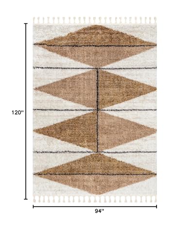 nuLOOM Kali Shaggy Diamond Tassel Area Rug, 8x10, Light Brown