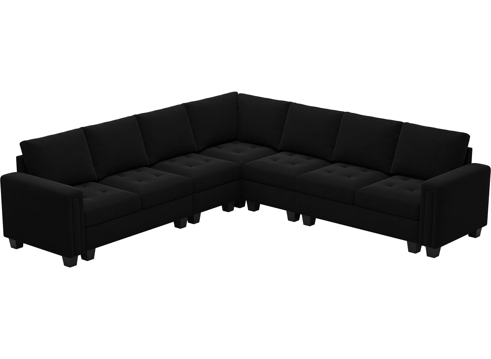 Belffin Modular Velvet Sectional L Shape Sofa Couch Oversized Convertible Sectional Sofa Couch with Reversible Chaise for Living Room Black