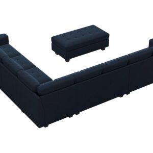 Belffin Oversized Modular Sectional Sofa L Shaped Sofa Couch Set with Storage Ottoman Corner Convertible Sectional Couch with Reversible Chaise Blue