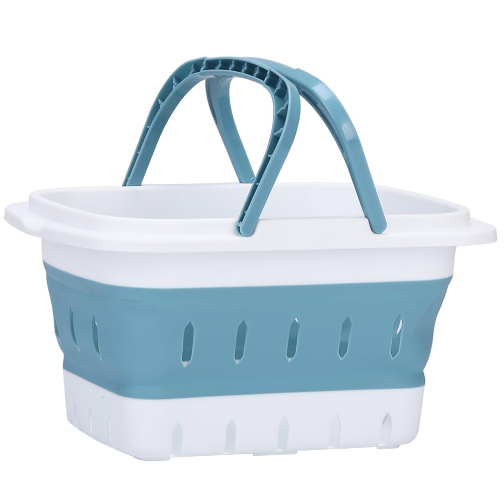 Portable Shower Caddy Bathroom Tote, Collapsible Shower Basket with Handles, Multipurpose Caddy for Cleaning Supplies Shower Gym Camper Dorm(Blue)