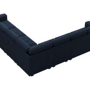 Belffin Modular Velvet Sectional L Shape Sofa Couch Oversized Convertible Sectional Sofa Couch with Reversible Chaise for Living Room Blue