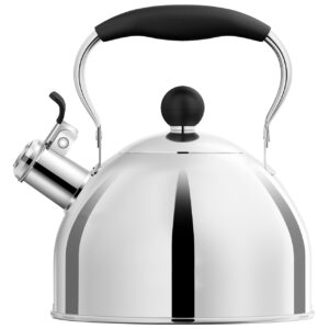 Whistling Tea Kettle for Stovetop, 2 Quart Small Tea Kettle for Tea and Coffee, 1.8L Food Grade Stainless Steel Tea Pot, Hot Water Kettle for Stove Top, Water Boilers (Stainless Steel)