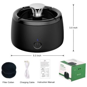 GESPERT Smokeless Ashtray, Clean Air Ashtray Unique Present for Men, Grandpa Rechargeable Ashtray for Home Car Indoor Office Black