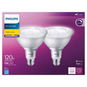 PHILIPS PAR 38 E26 (Medium) LED Floodlight Bulb Bright White 120 Watt Equivalence 2 pk