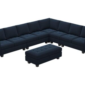 Belffin Oversized Modular Sectional Sofa L Shaped Sofa Couch Set with Storage Ottoman Corner Convertible Sectional Couch with Reversible Chaise Blue