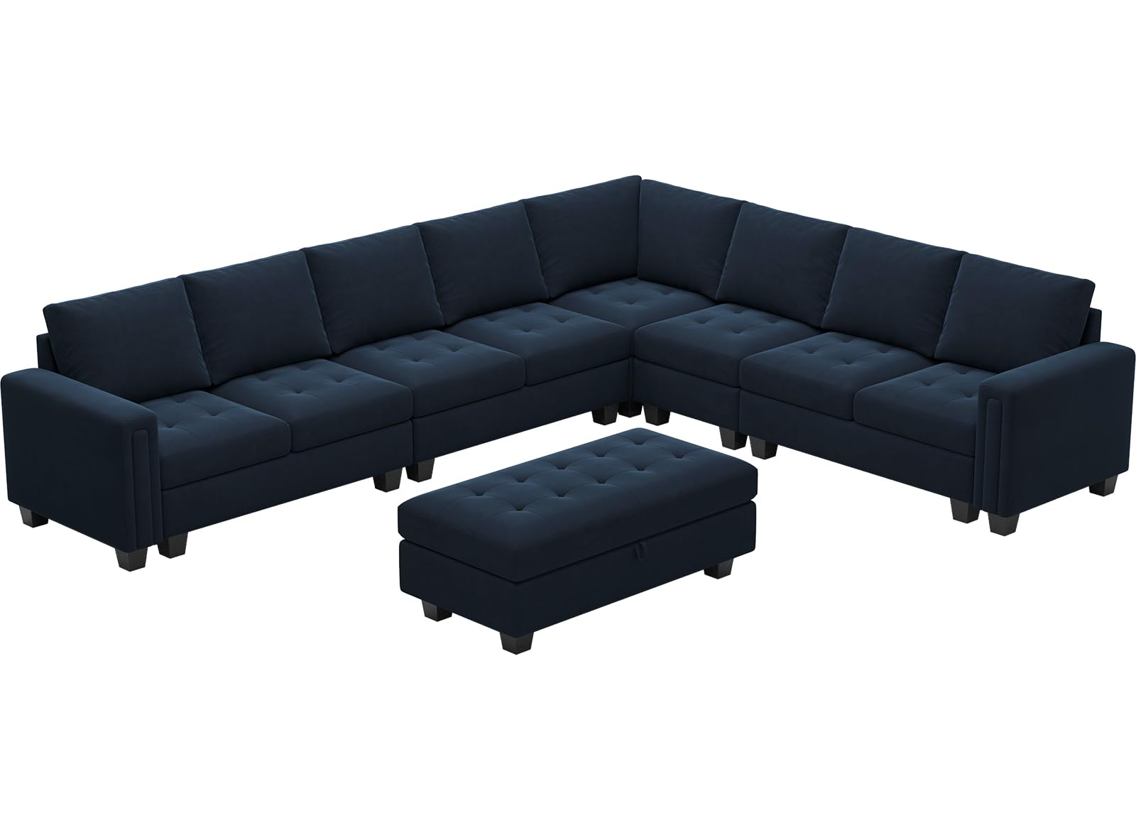 Belffin Oversized Modular Sectional Sofa L Shaped Sofa Couch Set with Storage Ottoman Corner Convertible Sectional Couch with Reversible Chaise Blue