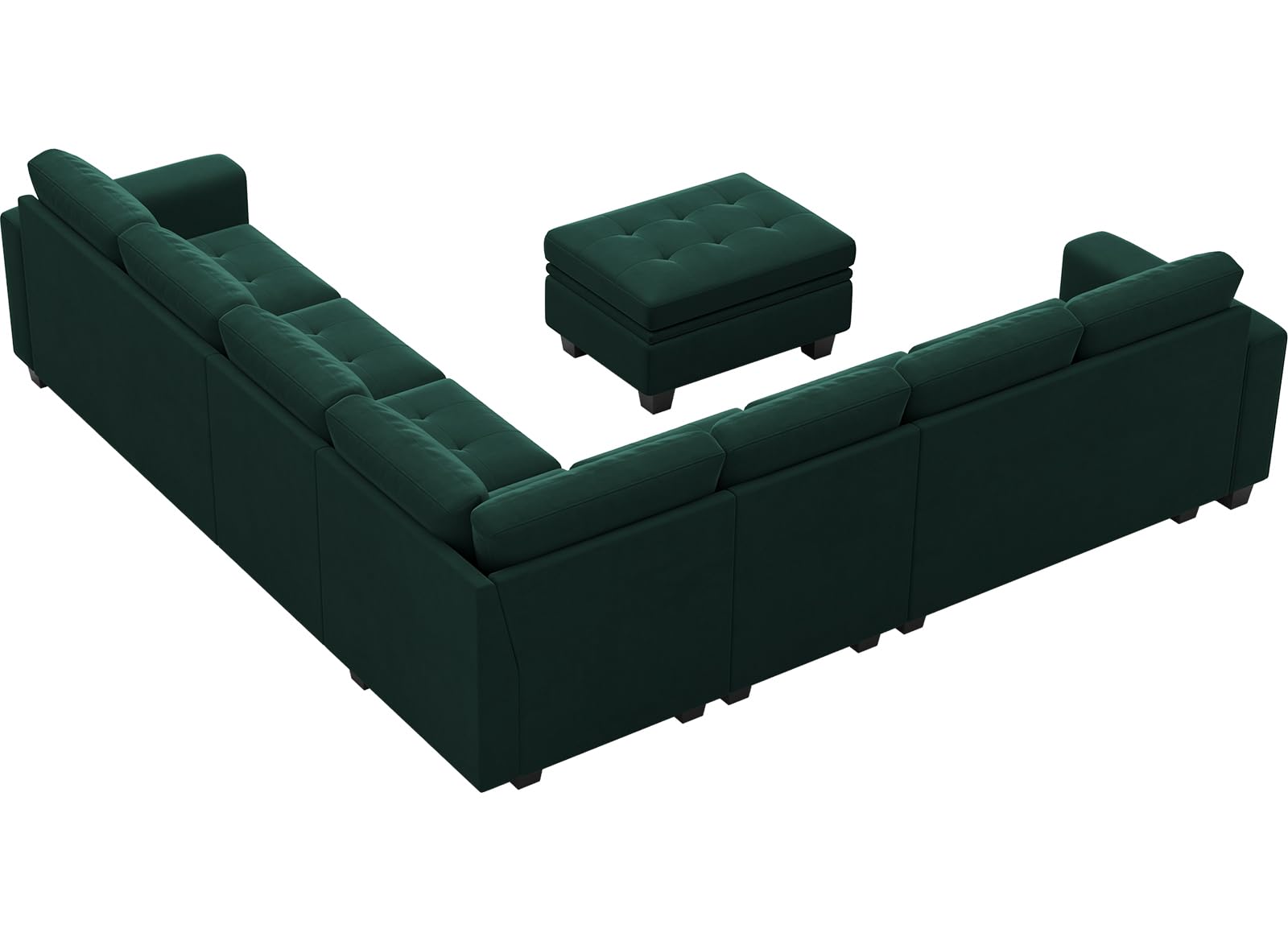 Belffin Convertible Velvet Modular Sectional Sofa Couch with Reversible Chaise L Shaped Sectional Couch with Storage Ottoman Living Room furniture Sofa Set Green