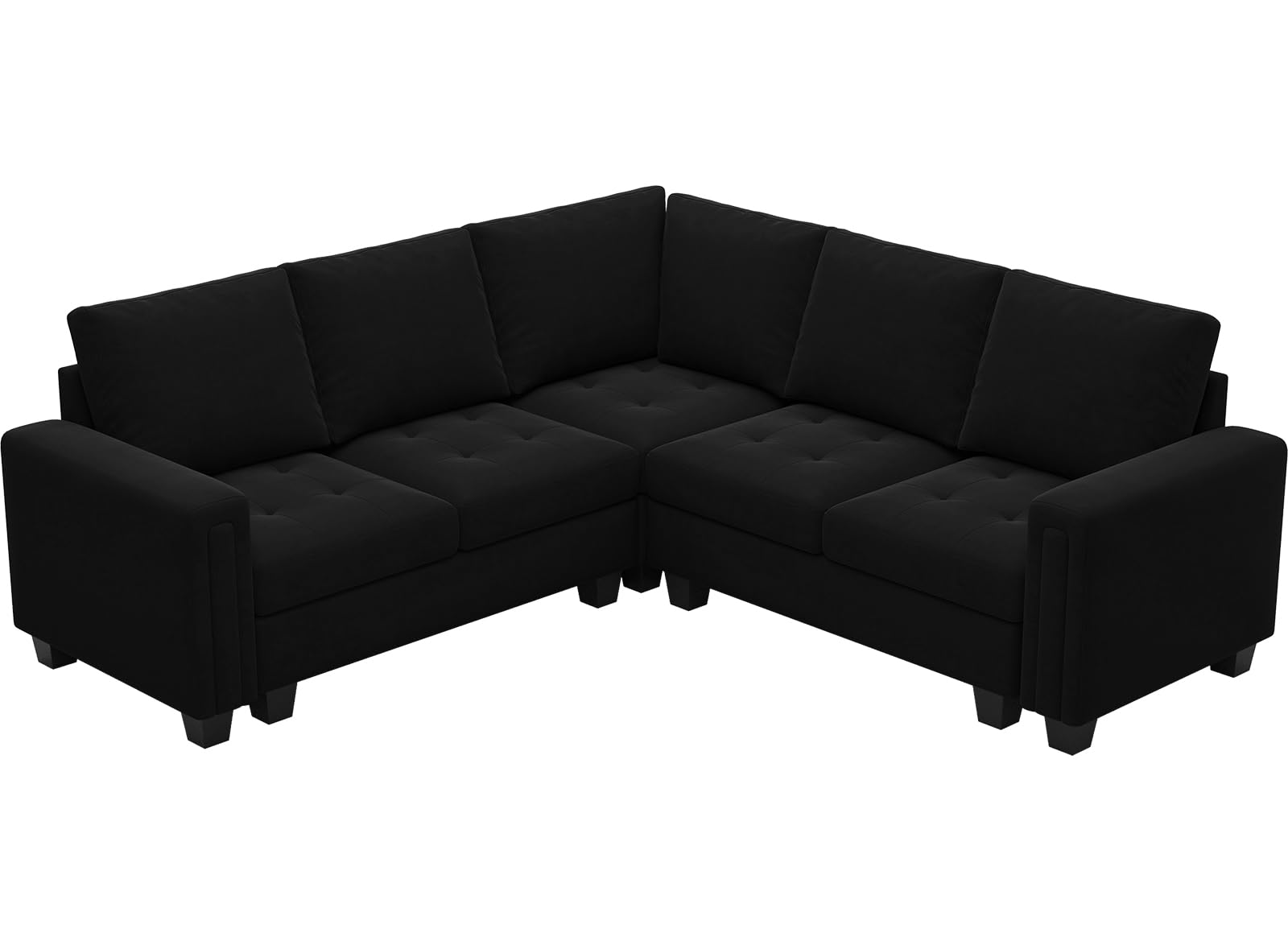 Belffin Velvet Modular Sectional Sofa Convertible Sectional Sofa Couch with Reversible Chaise L Shaped 4 Seater Corner Sofa Couch Black