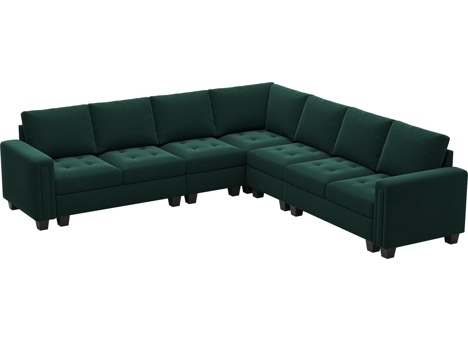 Belffin Modular Velvet Sectional L Shape Sofa Couch Oversized Convertible Sectional Sofa Couch with Reversible Chaise for Living Room Green