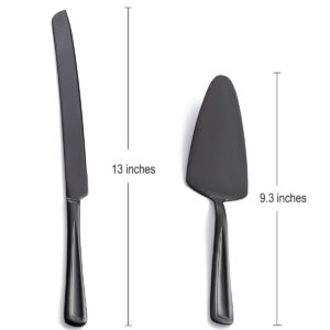 GoGeiLi Black Cake Knife and Server Set, 13-inch Stainless Steel Cake Cutting Set, Elegant Cake Cutter Set for Wedding, Birthday, Parties, Anniversary