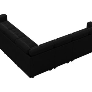 Belffin Modular Velvet Sectional L Shape Sofa Couch Oversized Convertible Sectional Sofa Couch with Reversible Chaise for Living Room Black