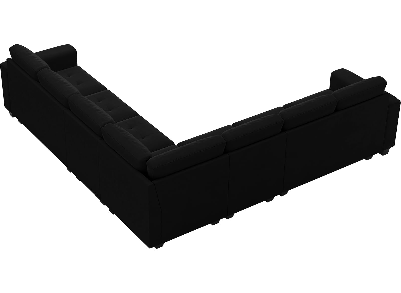 Belffin Modular Velvet Sectional L Shape Sofa Couch Oversized Convertible Sectional Sofa Couch with Reversible Chaise for Living Room Black