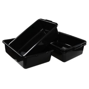 DynkoNA 23 Liter Commercial Bus Trays, Black Plastic Bus Tubs Utility Bins Set of 4