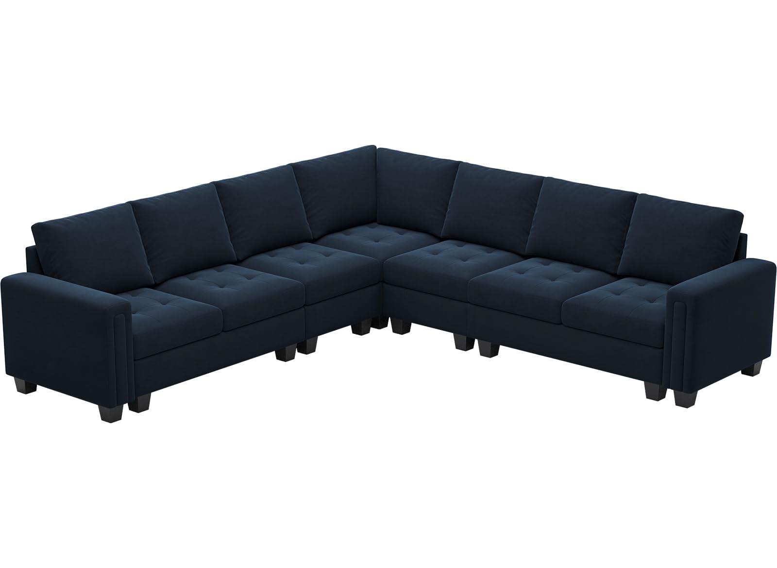 Belffin Modular Velvet Sectional L Shape Sofa Couch Oversized Convertible Sectional Sofa Couch with Reversible Chaise for Living Room Blue