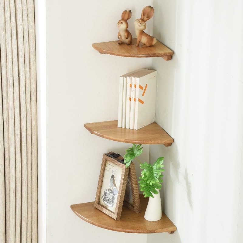 EJIN Wooden Floating Corner Shelf Wall Mounted Corner Floating Shelf Decorative Shelf Display Shelf Storage for Bedroom Living Room Kitchen (9.85Inch)