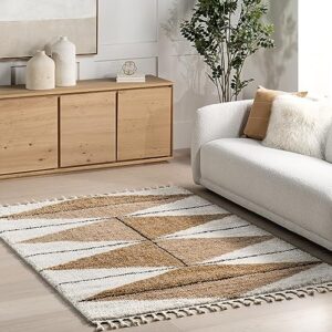 nuloom kali shaggy diamond tassel area rug, 8x10, light brown