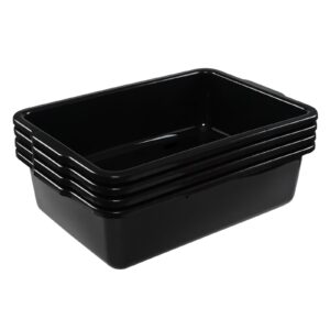 DynkoNA 23 Liter Commercial Bus Trays, Black Plastic Bus Tubs Utility Bins Set of 4