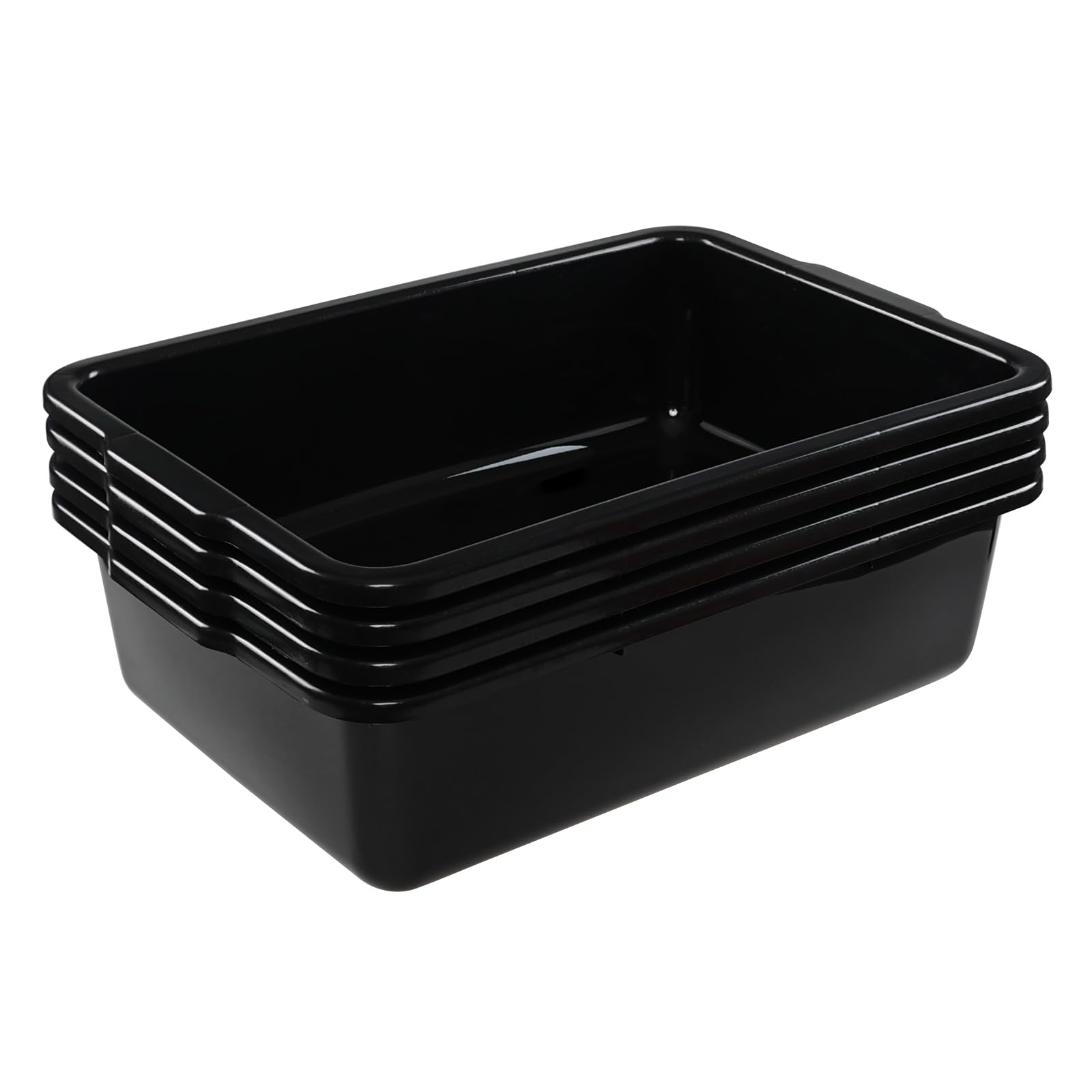 DynkoNA 23 Liter Commercial Bus Trays, Black Plastic Bus Tubs Utility Bins Set of 4