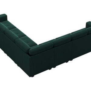 Belffin Modular Velvet Sectional L Shape Sofa Couch Oversized Convertible Sectional Sofa Couch with Reversible Chaise for Living Room Green