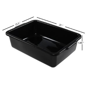 DynkoNA 23 Liter Commercial Bus Trays, Black Plastic Bus Tubs Utility Bins Set of 4