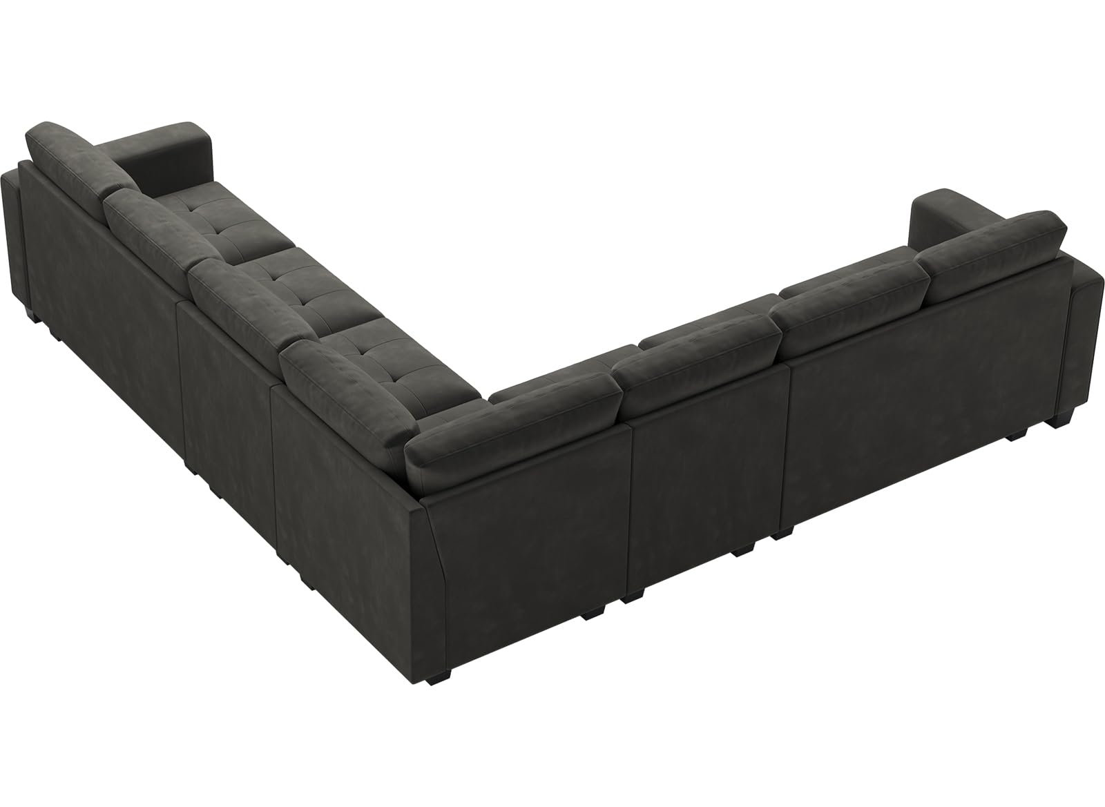 Belffin Modular Velvet Sectional L Shape Sofa Couch Oversized Convertible Sectional Sofa Couch with Reversible Chaise for Living Room Grey