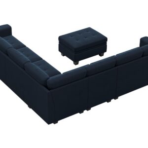 Belffin Convertible Velvet Modular Sectional Sofa Couch with Reversible Chaise L Shaped Sectional Couch with Storage Ottoman Living Room Furniture Sofa Set Blue