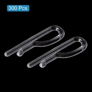 uxcell 300Pcs Durable Plastic Alligator Clips, 1.42" Clear U Shape Shirt Clip Clothespins for Folding Ties, Pants, Socks, Garments