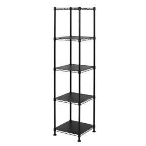 saferacks - nsf certified storage shelves, zinc, heavy duty steel wire unit with wheels and adjustable feet, garage or bakers rack, kitchen, pantry shelf - (14"x14"x60" 5-tier) (black)