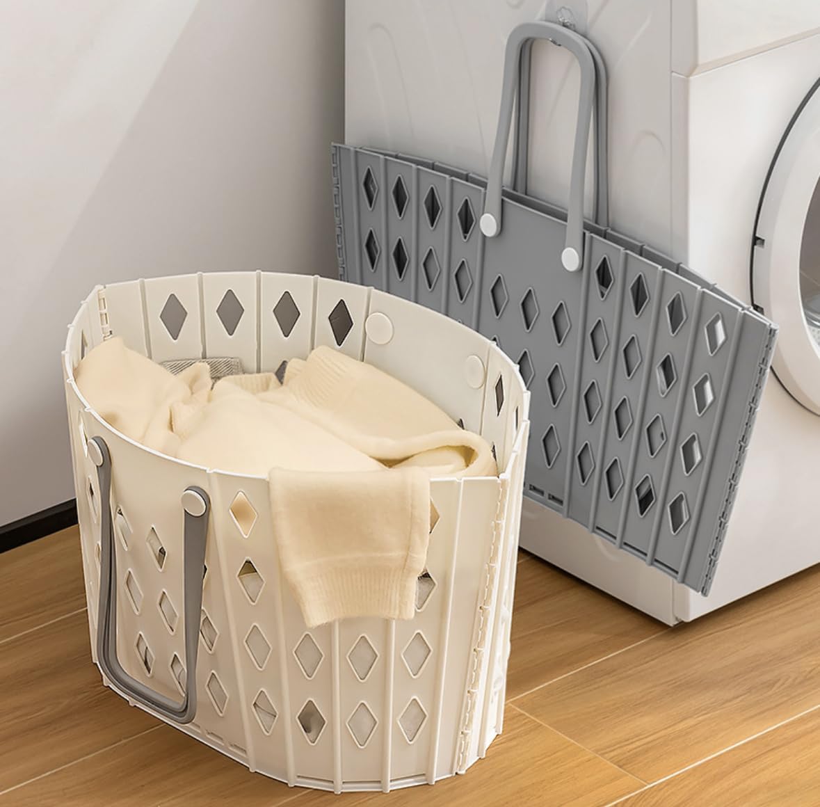 Collapsible Laundry Basket (50 x 30 x 31 cm, Grey)