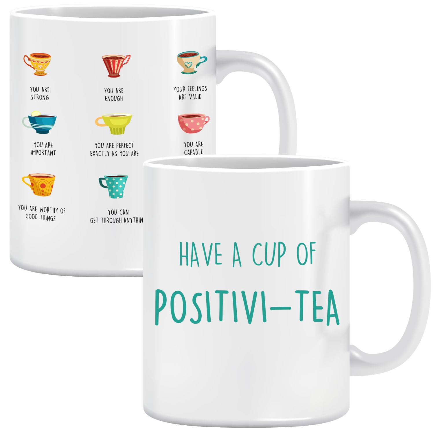 LNOKRIM Positivi-Tea Mug, Positivity Self Affirmation Coffee Cup, Gift for Teacher Therapist Counselor, Positive Self-Talk Coffee Mug, 11 Oz Self Regulation Tea Cup