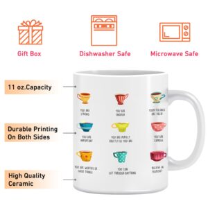 LNOKRIM Positivi-Tea Mug, Positivity Self Affirmation Coffee Cup, Gift for Teacher Therapist Counselor, Positive Self-Talk Coffee Mug, 11 Oz Self Regulation Tea Cup