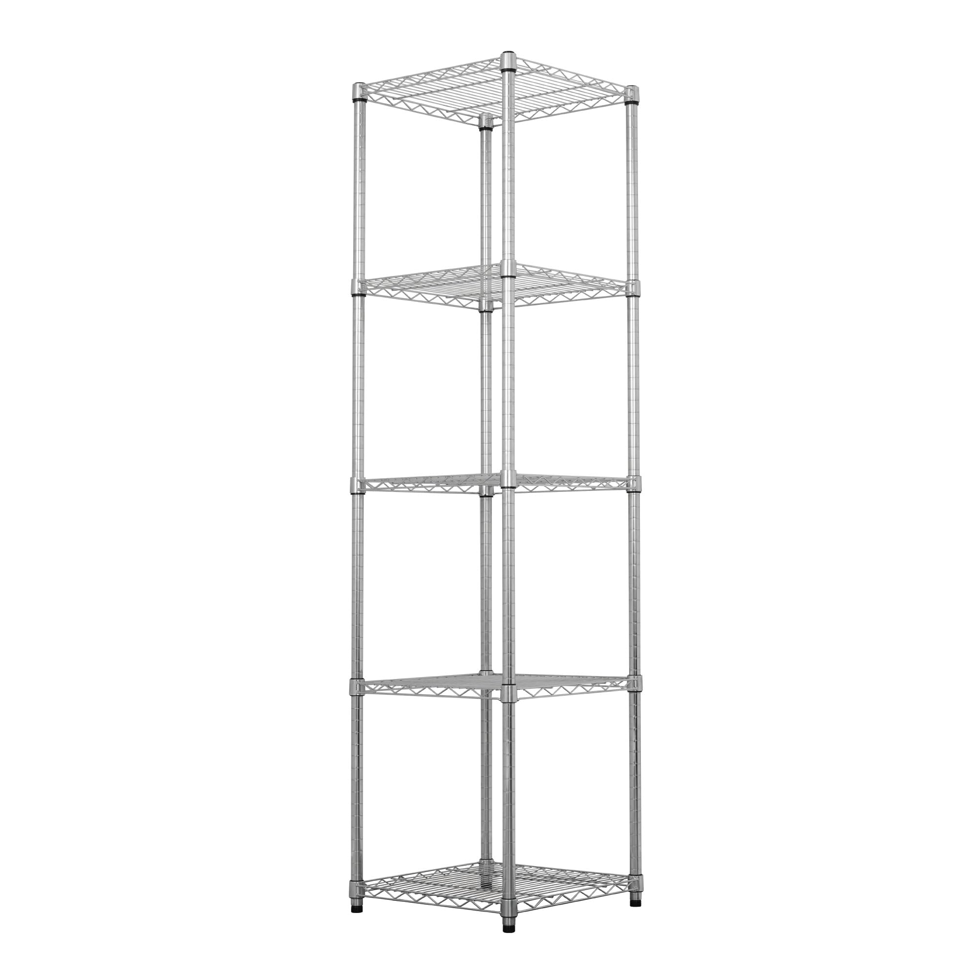 SafeRacks - NSF Certified Storage Shelves, Zinc, Heavy Duty Steel Wire Unit with Wheels and Adjustable Feet, Garage or Bakers Rack, Kitchen, Pantry Shelf - (18"x18"x72" 5-Tier) (Silver)