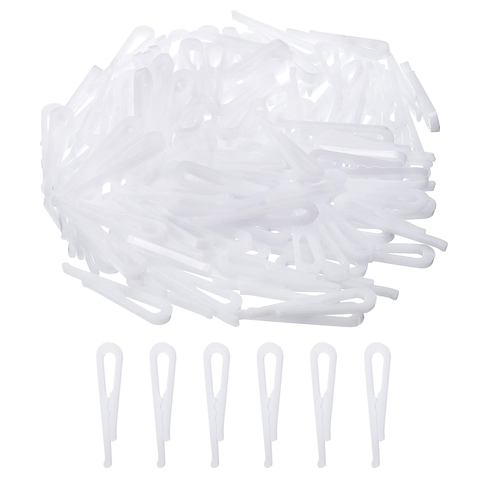 uxcell 300Pcs Durable Plastic Alligator Clips, 1.5" White U Shape Shirt Clip Clothespins with Teeth for Folding Ties, Pants, Socks, Garments