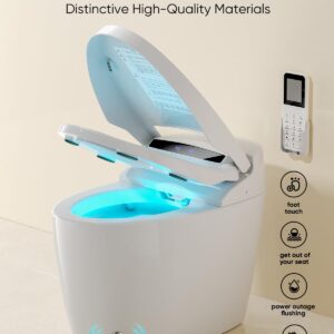 LOUPUSUO Smart Toilet, Tankless Toilet with Warm Water Sprayer and Dryer, Foot Sensor Operation, Heated Bidet Seat, Smart Toilet Bidet Toilet with Fahrenheit LED Display