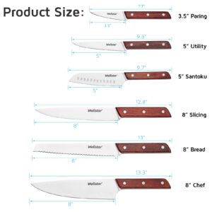 Chef Knives Set, 6-Piece Kitchen Knife Set, Sharp Professional Cooking Knives with High-Carbon-Stainless-Steel Blades