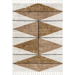 nuLOOM Kali Shaggy Diamond Tassel Area Rug, 8x10, Light Brown