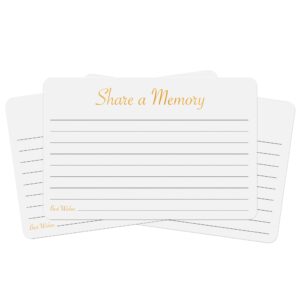 sutter signs share a memory card (pack of 50) | elegant guest book 4x6 cards for celebration of life, funeral, memorial, graduation, retirement, birthday, party game