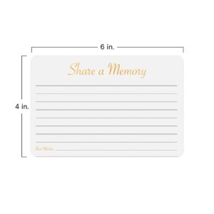 Sutter Signs Share A Memory Card (Pack of 50) | Elegant Guest Book 4x6 Cards for Celebration of Life, Funeral, Memorial, Graduation, Retirement, Birthday, Party Game