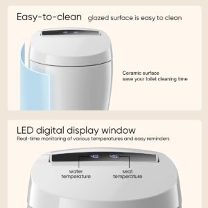 LOUPUSUO Smart Toilet, Tankless Toilet with Warm Water Sprayer and Dryer, Foot Sensor Operation, Heated Bidet Seat, Smart Toilet Bidet Toilet with Fahrenheit LED Display