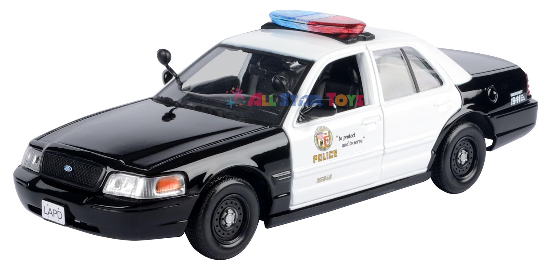 Motormax 2010 Ford Crown Victoria Police Interceptor LAPD Los Angeles Police Department 1/24 Diecast Model 76946 by All Star Toys