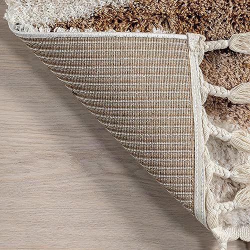 nuLOOM Kali Shaggy Diamond Tassel Area Rug, 8x10, Light Brown