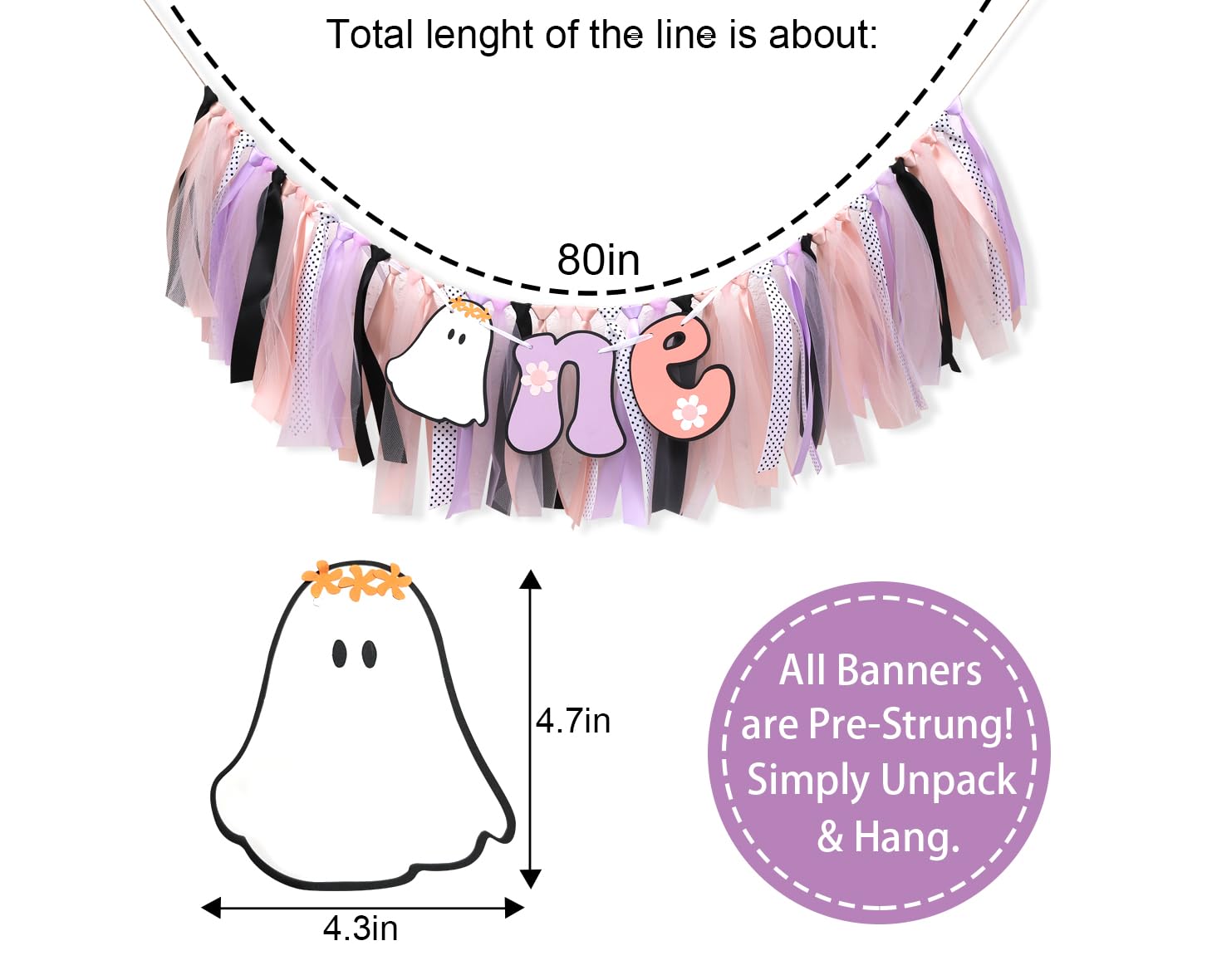 Spooky One Groovy Birthday High Chair Banner - Halloween 1st Birthday Party Decorations, Halloween Party Banner,Ghost One Baby Shower, Happy Halloween Banner, Boho Happy Boo Day Garland For Birthday