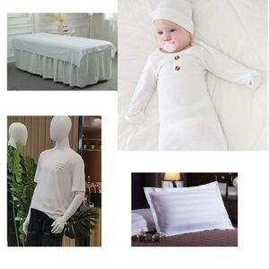 Pure Organic Cotton White Fabirc by The Yard Light Knitted Jersey Fabric, Very Soft Good for T-Shirt, Bed Sheet or Underware Vest Baby's Cloth Dust Cover Cloth DIY Fabric(2Y)