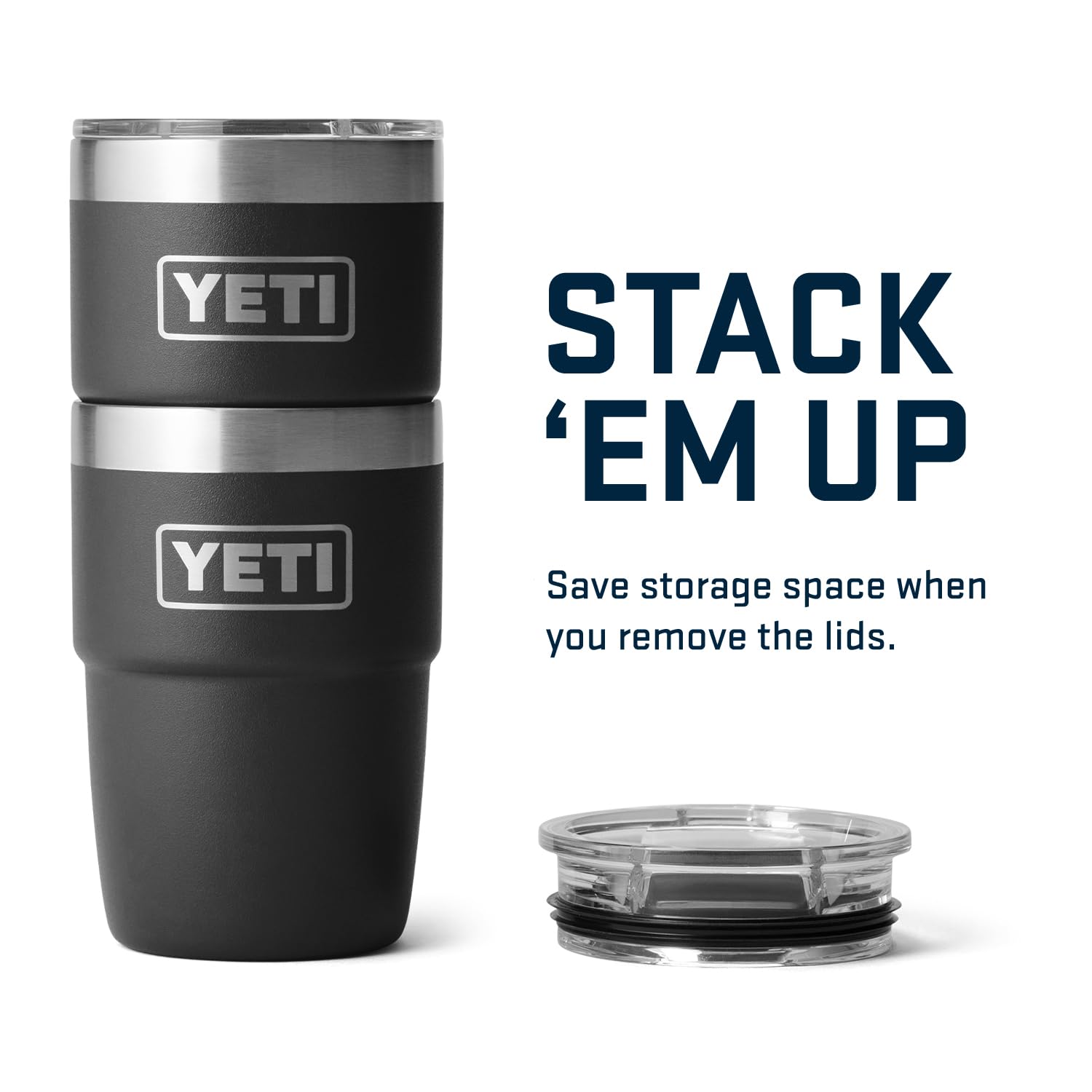 YETI Rambler 8 oz Stackable Cup, Stainless Steel, Vacuum Insulated Espresso Cup with MagSlider Lid, Black