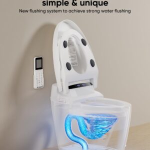 LOUPUSUO Smart Toilet, Tankless Toilet with Warm Water Sprayer and Dryer, Foot Sensor Operation, Heated Bidet Seat, Smart Toilet Bidet Toilet with Fahrenheit LED Display