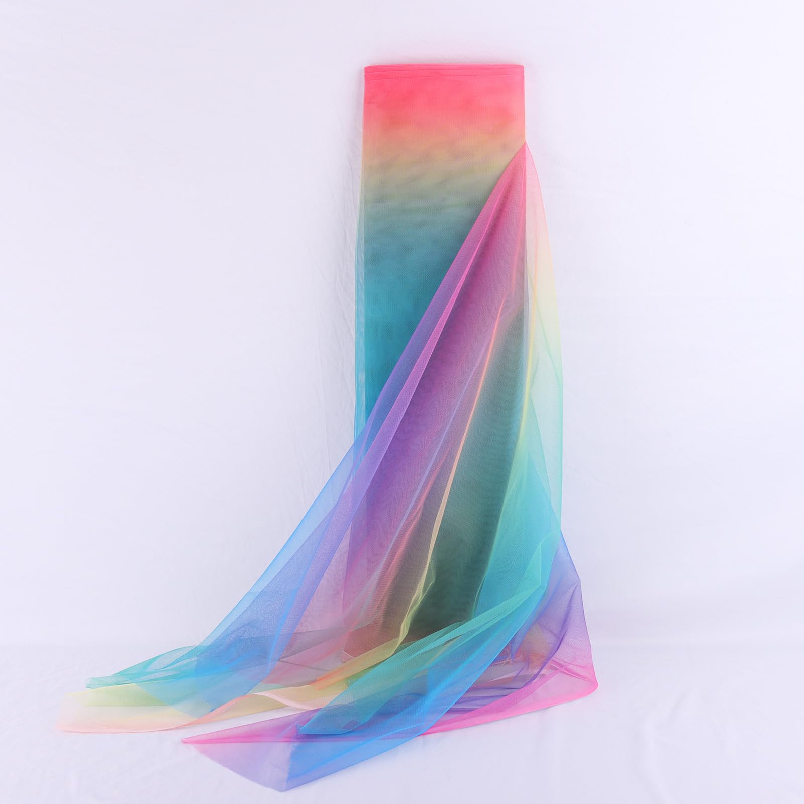 SAYUAN 64 inch by 8 Yards Rainbow Tulle Fabric Tulle Mesh for Rainbow Tutu Skirt Table Skirt DIY Crafting Wedding Birthday Party Baby Shower Decoration